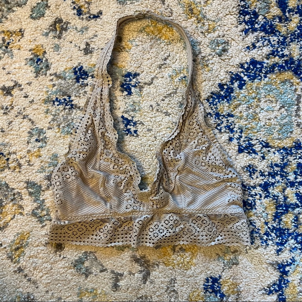 Aerie Beige Halter Bralette